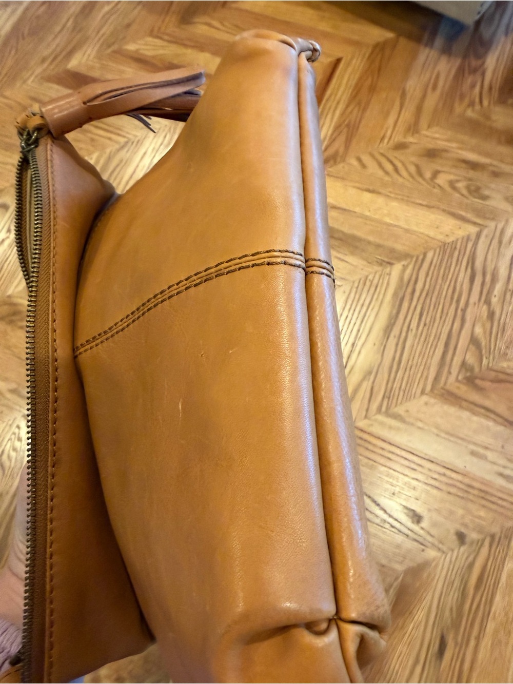 Lucky Brand Tan Leather Crossbody Bag Boho Leather Purse - Picture 9 of 9